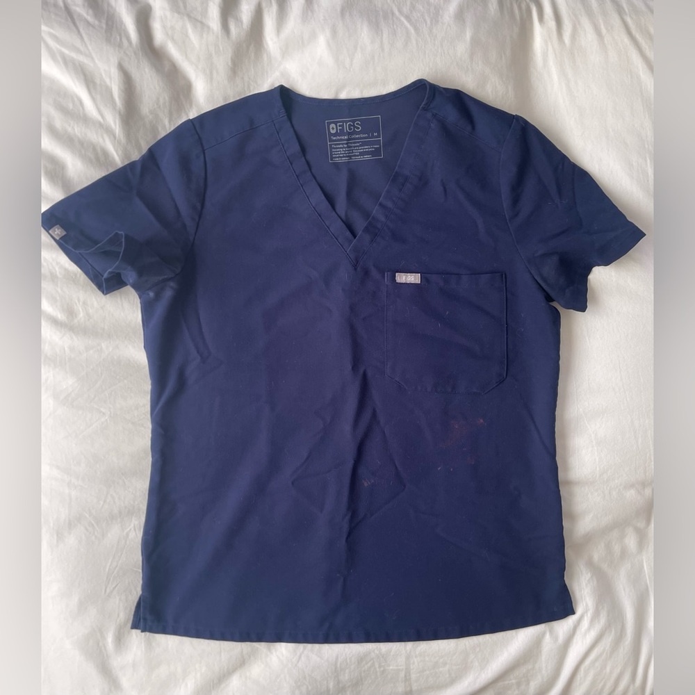 Figs Catarina One-Pocket Scrub Top Medium Navy Blue